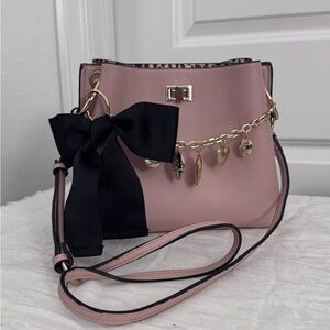 Betsey Johnson Crossbody with black bow and gold charms